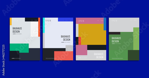 Geometric brochure covers set. Color block design. Minimalist design concept. 