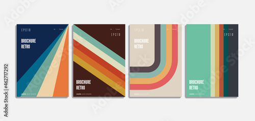 Retro brochure covers set. Vector geometric backgrounds set.