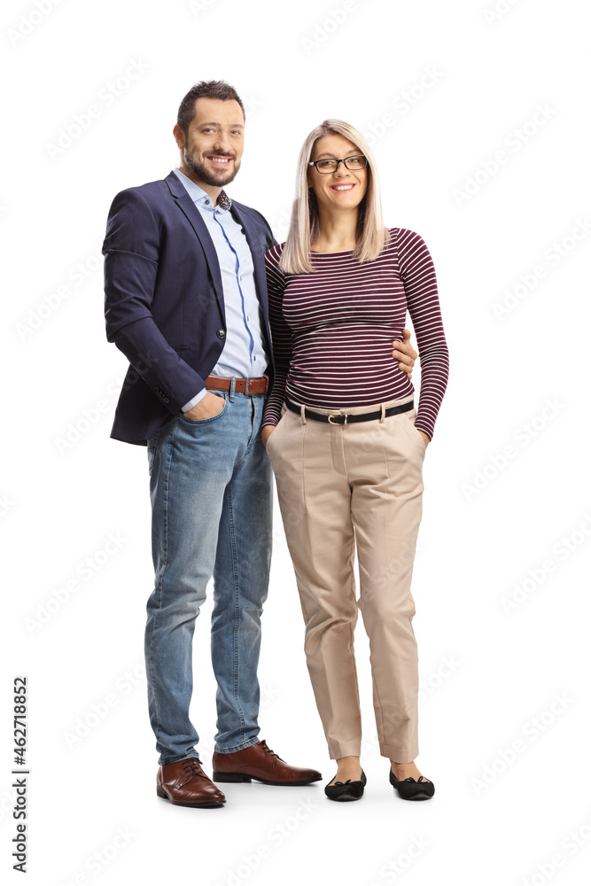 Full length portrait of a young casual couple in embrace Full length portrait of a young casual couple in embrace