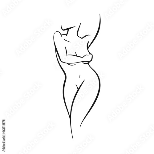 Female figure in minimalist line art as vector icon