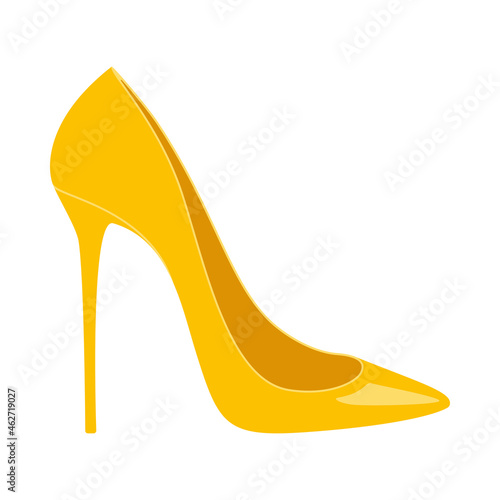 Elegant high heel shoe or stiletto in yellow gold vector icon