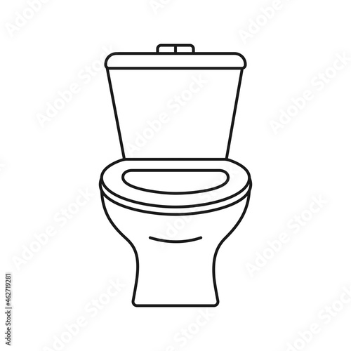 Bathroom toilet seat and toilet bowl in outline vector icon