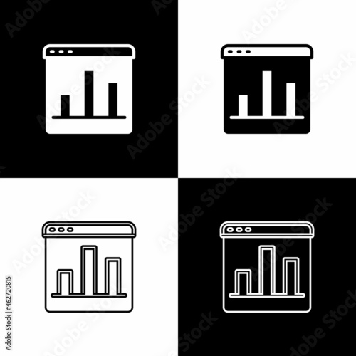 Set Graph, chart, diagram, infographic icon isolated on black and white background. Vector