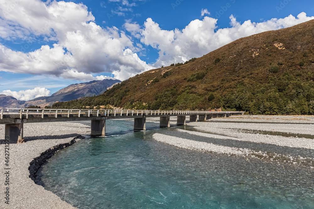 New Zealand, Bealey Bridge over Waimakariri River New Zealand, Bealey Bridge over Waimakariri River