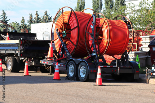 Plastic tube pipe for laying underground cables coiled