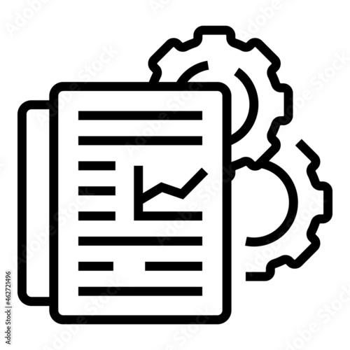 Gear papers icon outline vector. Paper document. Manual data