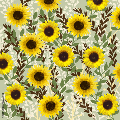 Sunflower Color Palette Pattern Yellow Green Brown
