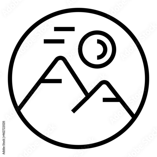 Mountain landscape icon outline vector. Nature forest. Horizon view