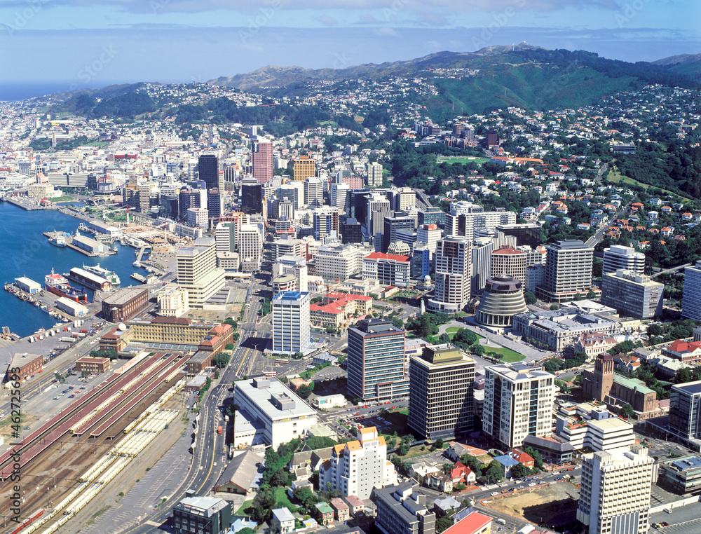 Aerial view of Wellington the capital city of New Zealand on the southern most part of the north Island. Aerial view of Wellington the capital city of New Zealand on the southern most part of the north Island.