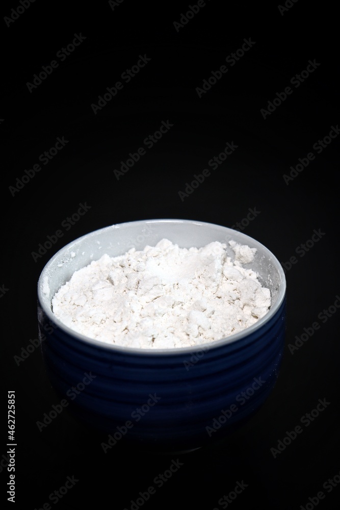 Mixed flour ingredient on black background Mixed flour ingredient on black background