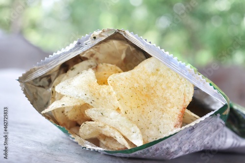 Potato chips in the bag photo