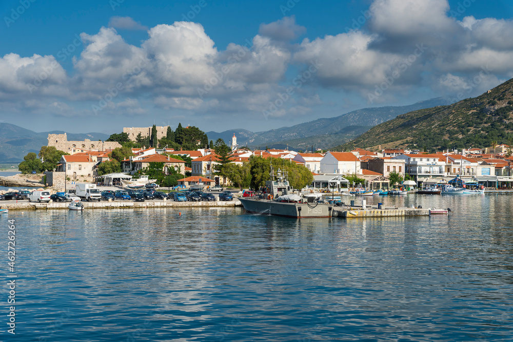 Greece, North Aegean, Pythagoreio, Clouds over harbor of coastal town in summer Greece, North Aegean, Pythagoreio, Clouds over harbor of coastal town in summer