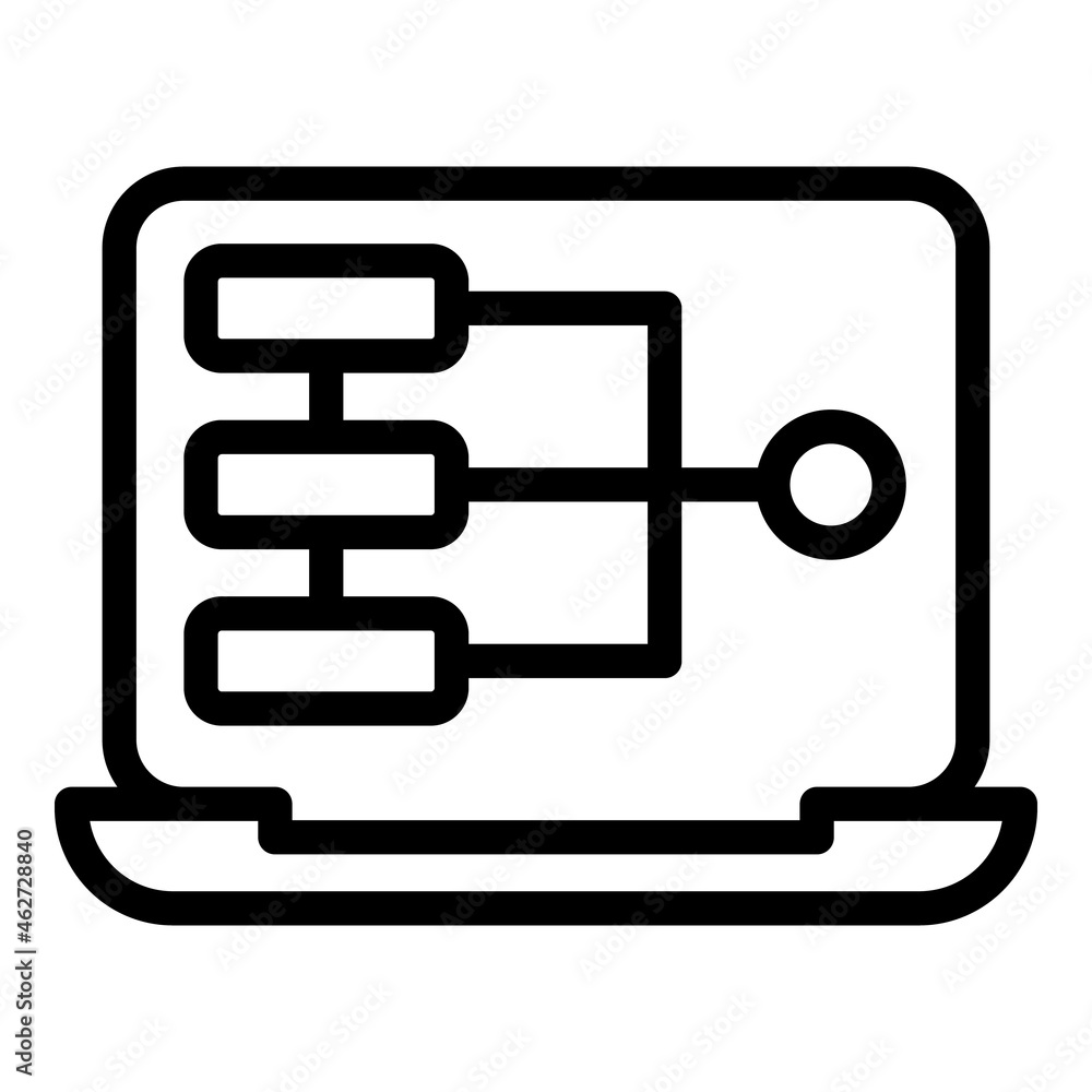 Laptop code html icon outline vector. Cms development. Website graphic Laptop code html icon outline vector. Cms development. Website graphic