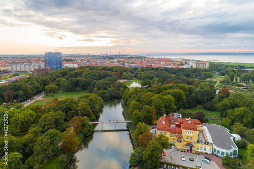 Sweden, Scania, Malmo, Aerial view of Kungsparken and Casino Cosmopol photo