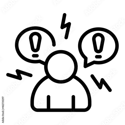 Mental panic attack icon outline vector. Fear stress. Anger heart