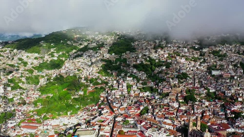 Aerial view of the Mexican town on top of the mountain photo