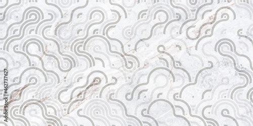  Geometric pattern circle overlapping japanese traditional background white and gray with marble texture photo