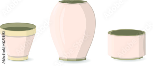 Garden pots. Flowerpots isolated on white background. Vector illustration