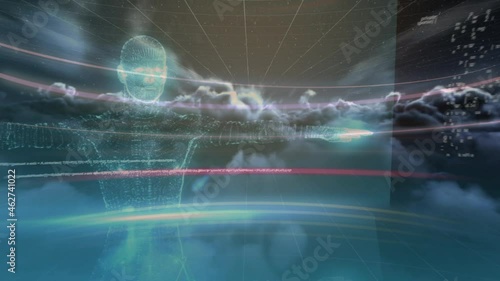 Wallpaper Mural Animation of data processing and digital human over clouds on black background Torontodigital.ca