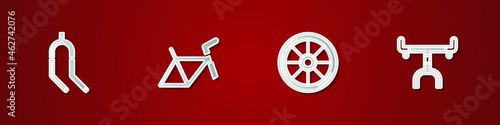 Set Bicycle fork, frame, wheel and handlebar icon. Vector