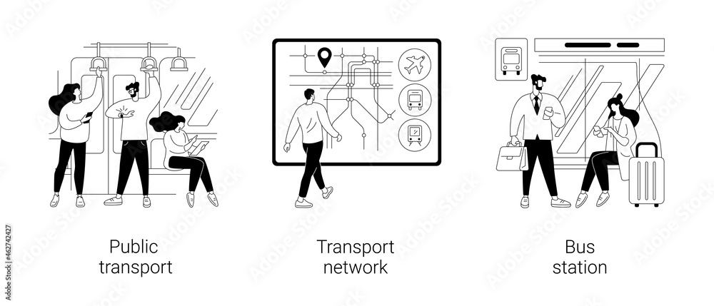 Public transport abstract concept vector illustrations. - obrazy, fototapety, plakaty 