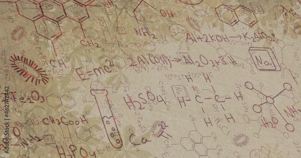 Animation of chemical formulas on beige background Animation of chemical formulas on beige background