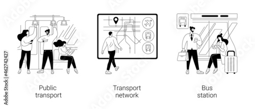 Public transport abstract concept vector illustrations.