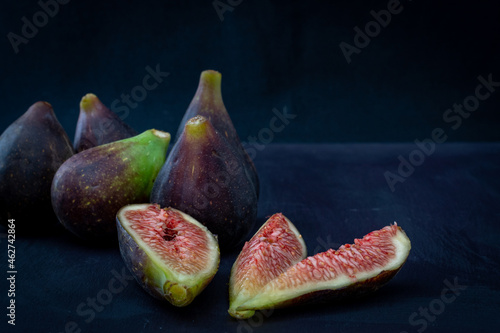 fresh figs on a wooden table