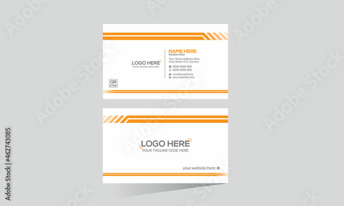 orange colored double sided vector business card design
