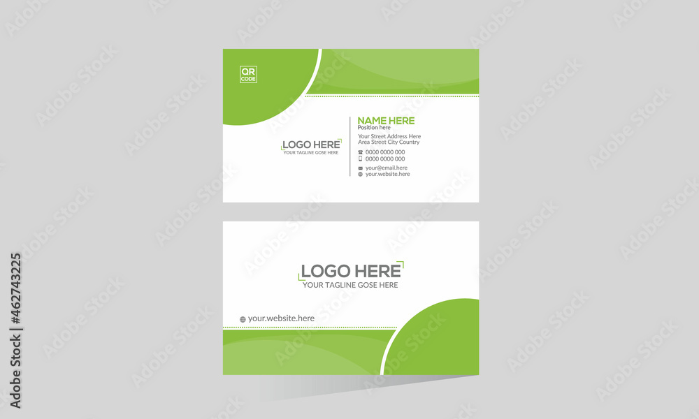 green colored double sided vector business card design