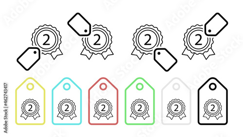 Medal number second vector icon in tag set illustration for ui and ux, website or mobile application cooking street food doner kebab