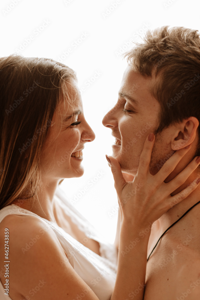 Portrait of happy intimate young couple Portrait of happy intimate young couple