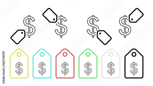 Dollar vector icon in tag set illustration for ui and ux, website or mobile application cooking street food doner kebab