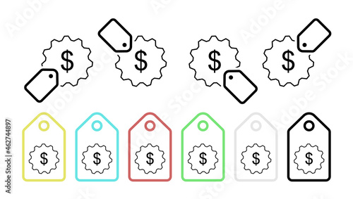 Dollar vector icon in tag set illustration for ui and ux, website or mobile application cooking street food doner kebab
