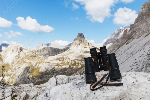 Binoculars, Mitterebenkofel, Gruppo Rondoi-Baranci, Tre Cime di Lavaredo Area, Nature Park Tre Cime, Unesco World Heritage Natural Site, Sexten Dolomites, Italy photo