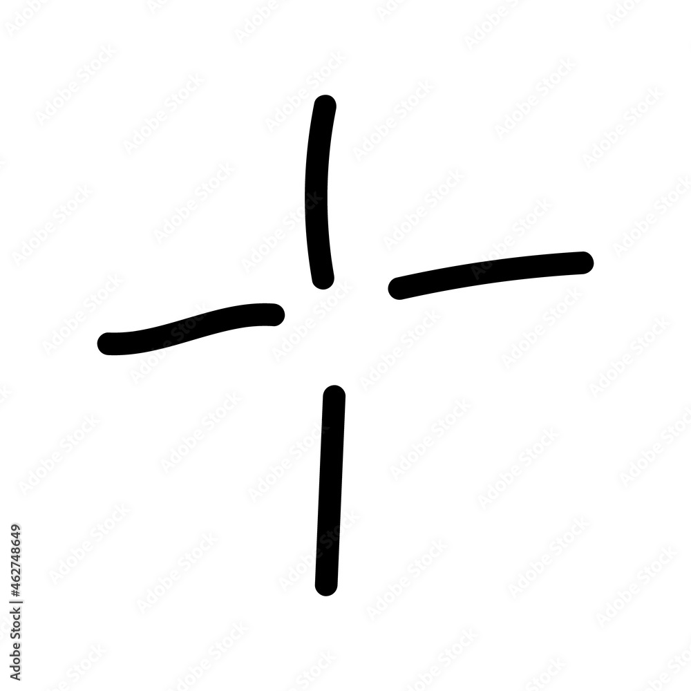 Hand drawn vector doodle illustration, abstract handwriting. Scribbled shape of a cross or plus Hand drawn vector doodle illustration, abstract handwriting. Scribbled shape of a cross or plus