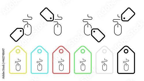 Pc mouse vector icon in tag set illustration for ui and ux, website or mobile application cooking street food doner kebab