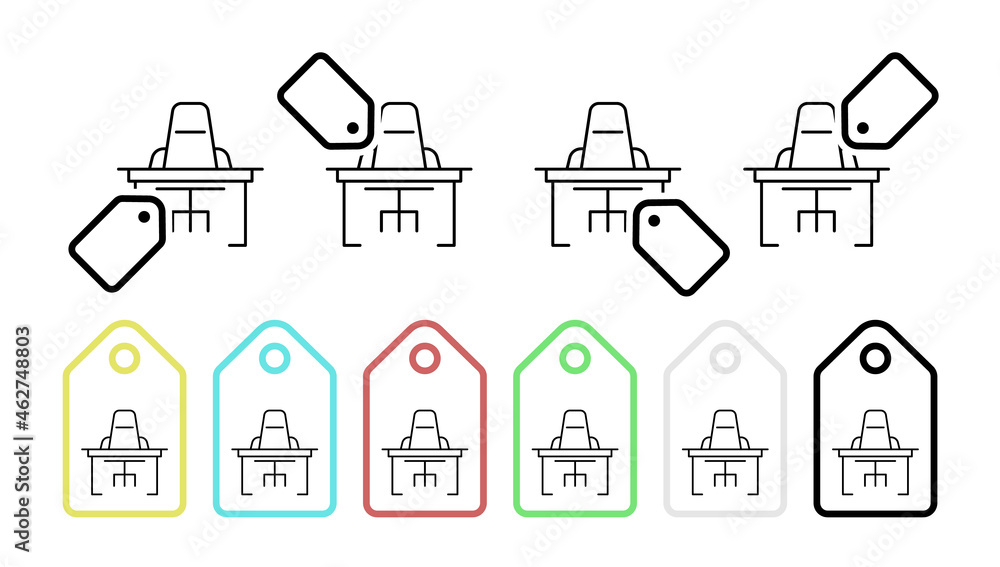 Workplace vector icon in tag set illustration for ui and ux, website or mobile application