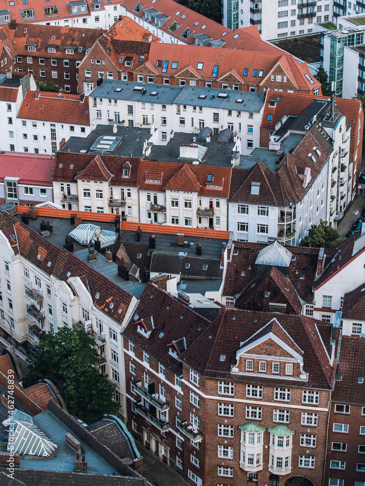 Germany, Hamburg, Aerial view of Neustadt apartment buildings Germany, Hamburg, Aerial view of Neustadt apartment buildings