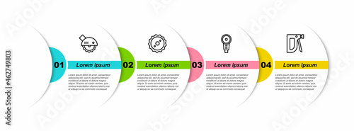 Set line Electric circular saw, Circular blade, Angle grinder and Construction stapler. Business infographic template. Vector