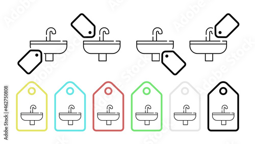Sink vector icon in tag set illustration for ui and ux, website or mobile application
