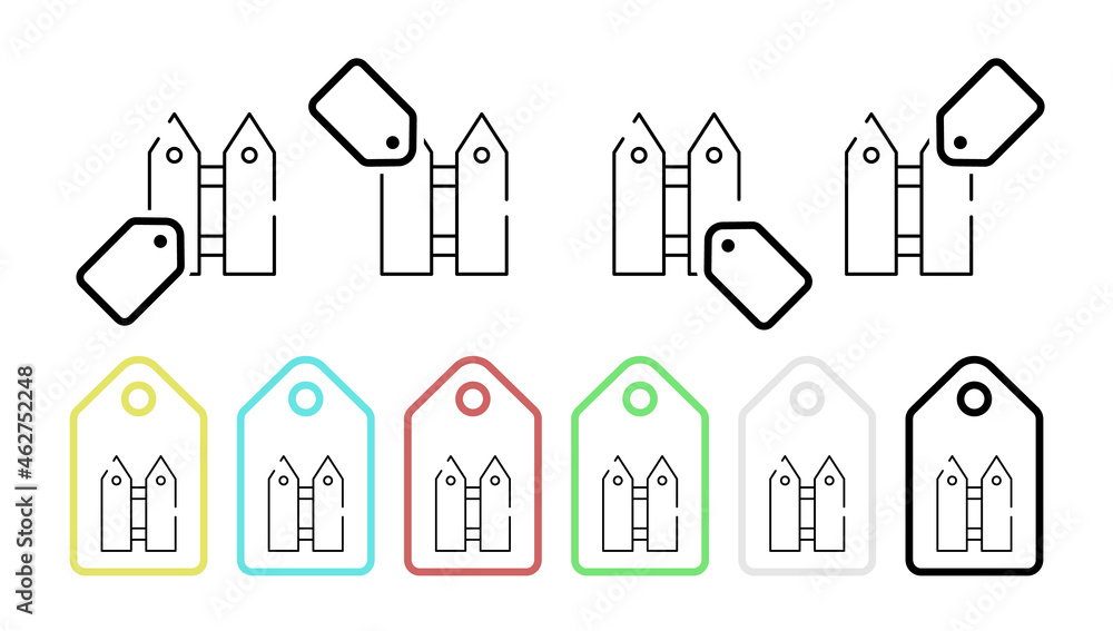 Fence vector icon in tag set illustration for ui and ux, website or mobile application