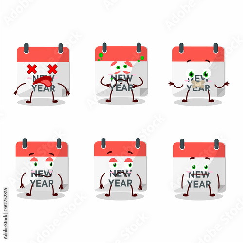 New year calendar cartoon character with nope expression