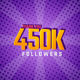 Thank You 450 k Followers Card Celebration Vector. 450000 Followers Congratulation Post Social Media Template.