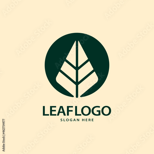 Leaf logo with circle negative space, for business logo resident company, finance, hospital or health organization