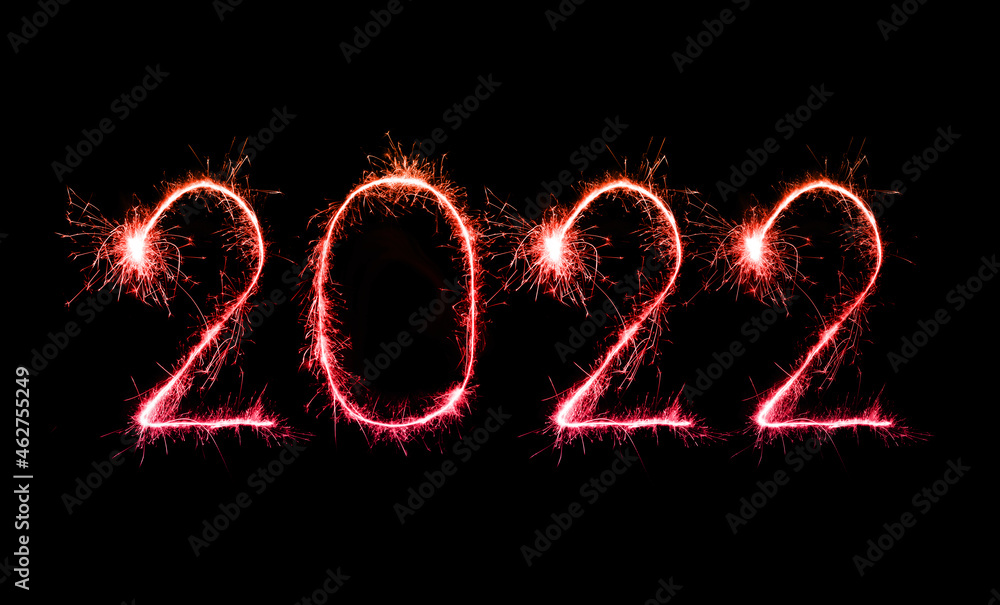 2022 happy new year fireworks written sparkling at night 2022 happy new year fireworks written sparkling at night