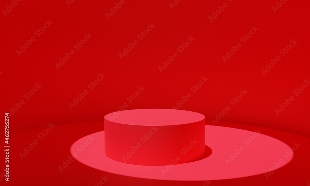 red podium in the red room.3d rendering.