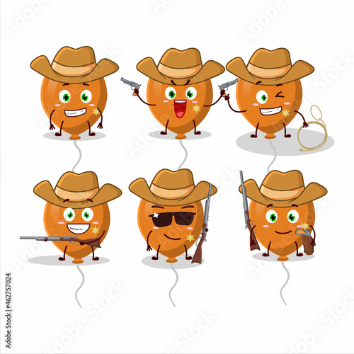 Cool cowboy orange balloons cartoon character with a cute hat