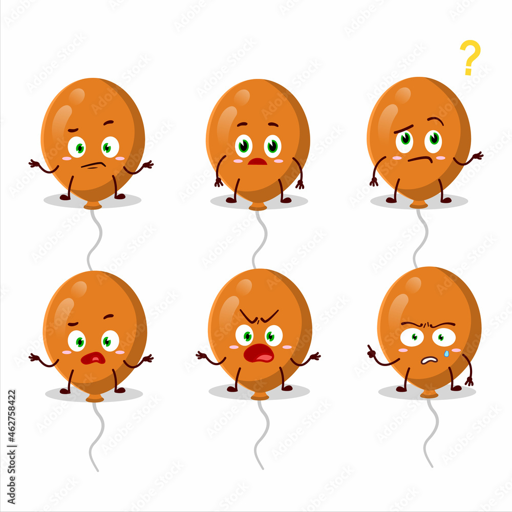 Cartoon character of orange balloons with what expression Cartoon character of orange balloons with what expression