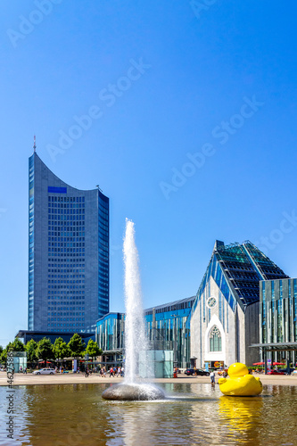 City-Hochhaus, Augusteum and Paulinum at Augustusplatz, Leipzig, Germany photo